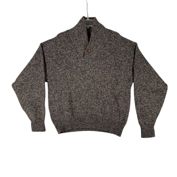 Eddie Bauer Mens L Wool Blend Sweater Shawl Collar Heather Brownish Gray - Picture 1 of 9